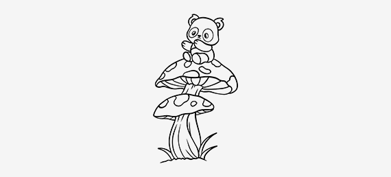 Free Procreate Coloring Page: Panda on a Mushroom - Download Now