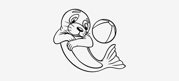 Free Procreate Coloring Page: Seal with Ball #1 - Download Now